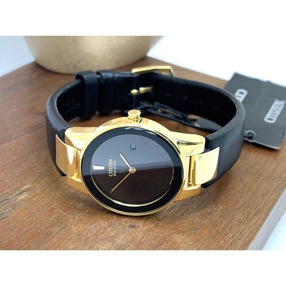 Citizen Women's Watch Eco-Drive Axiom GA1052-04E Gold Tone Case Black Dial 30mm - Picture 7 of 13